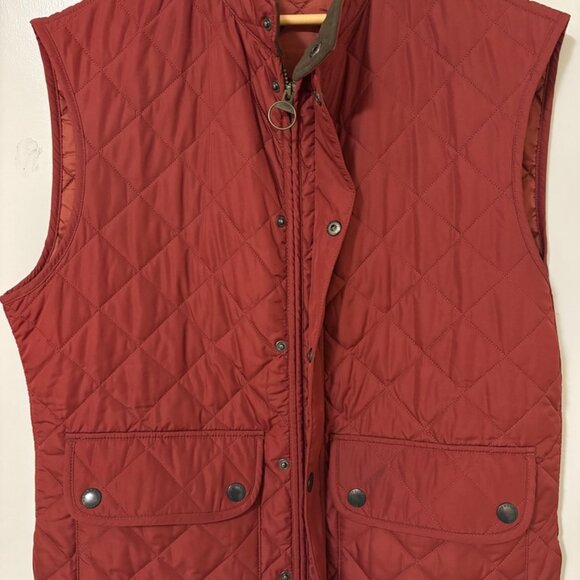 Barbour Lowerdale Quilted Gilet Vest XL Burgundy Burnt Orange Zip Lightweight - Picture 9 of 14
